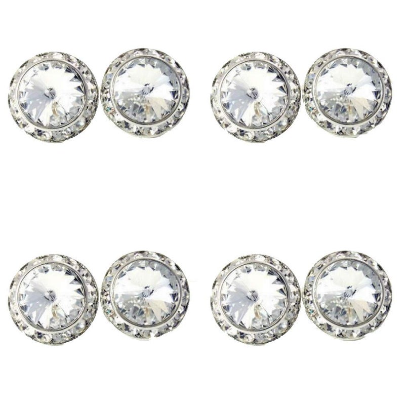 DOLON 4 Pairs 17mm Round Shaped Acrylic Stone Crystal Post Earring Studs Jewelry Gift for Women Bridal Wedding Casual Stage Everyday Wear Jewelry Clear - Image 1